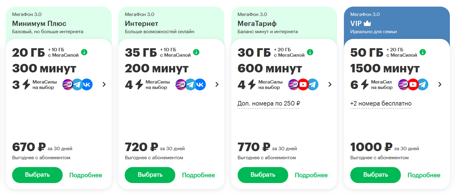 Тарифы МегаФон для смартфона с интернетом
